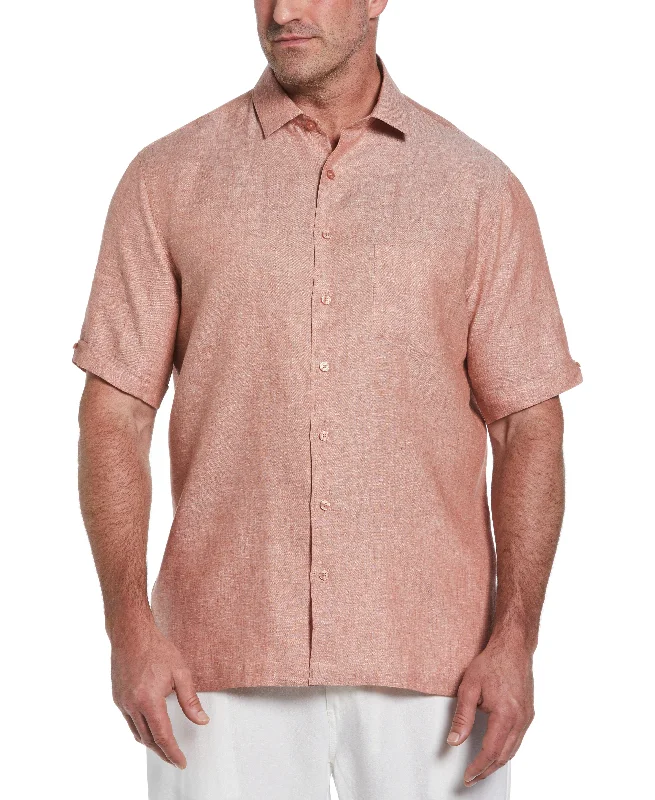 Big & Tall Classic Two-Tone Linen Shirt Monochromatic Office Style