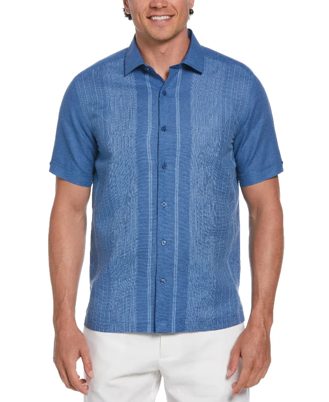 Linen Blend Gradient Panel Shirt Traditional Men's Wool