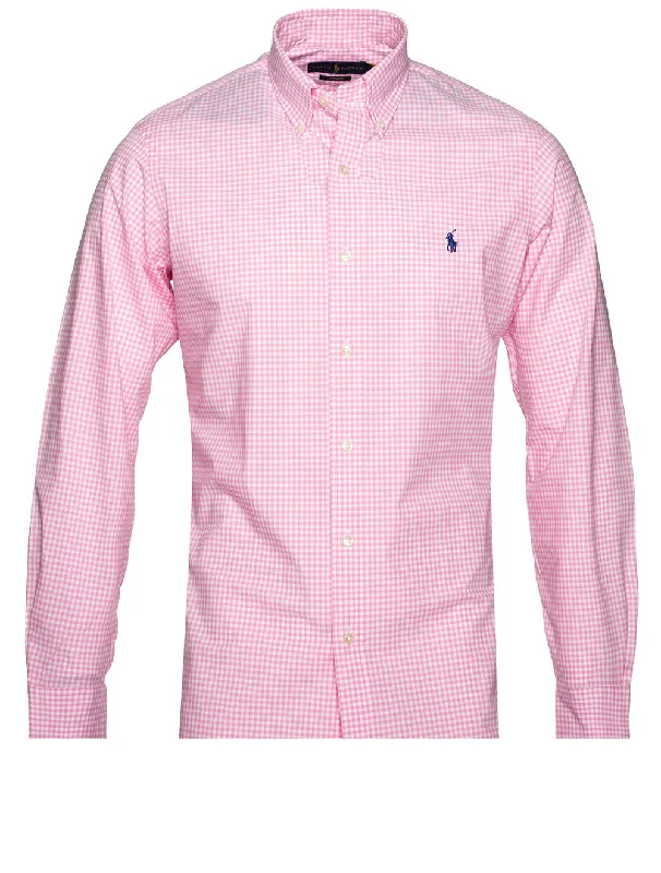 Pink Check B/d Shirt Pink Unique Men's Patch