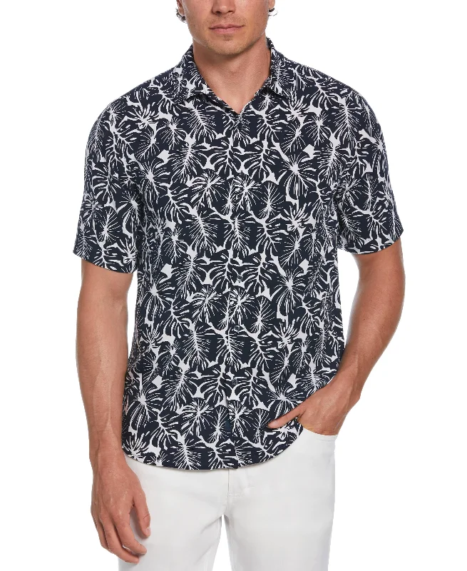 Palm Leaf Print Shirt Refined Men's Classic 
