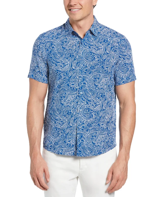 All-Over Paisley Print Shirt Minimalist Men's Casual 