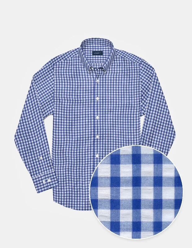 Cobalt Gingham Seersucker Modern Men's Tech