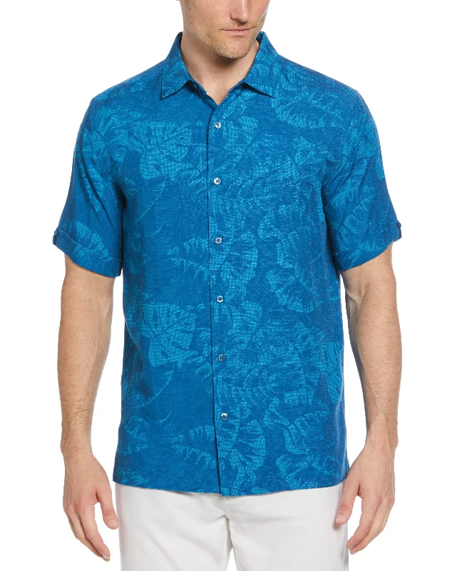 Tropical Leaves Print Shirt Youthful Men's Pop