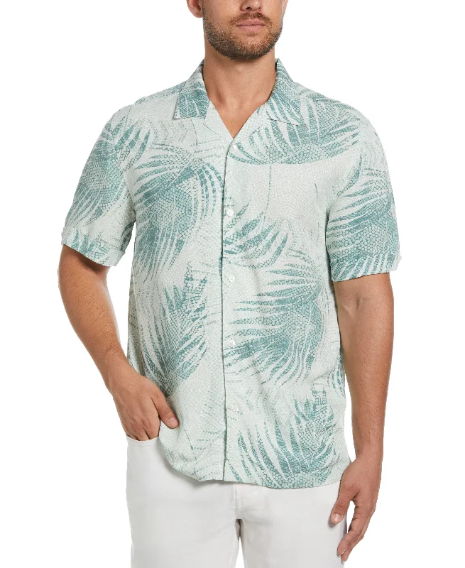 Palm Dotted Print Shirt Elegant Men's Formal 