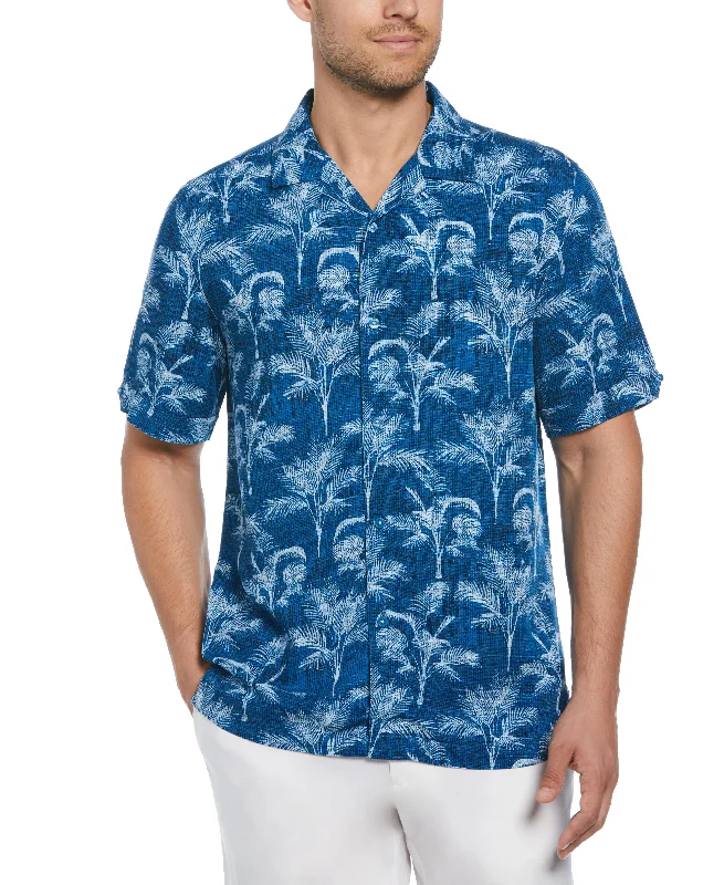 Palm Tree Print Shirt Sleek Men's Contemporary 