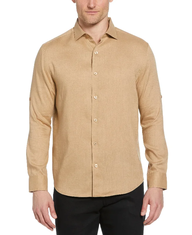 Travelselect™ Linen-Blend Rolled Sleeve Shirt Dapper Men's 1920S