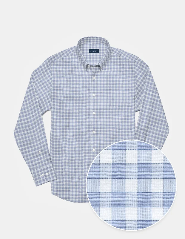 Top Dye Navy Slub Check Hip Men's Retro