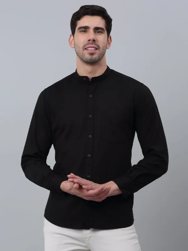 Men's Black Casual Plain Full Sleeve Shirt Modern Men's 