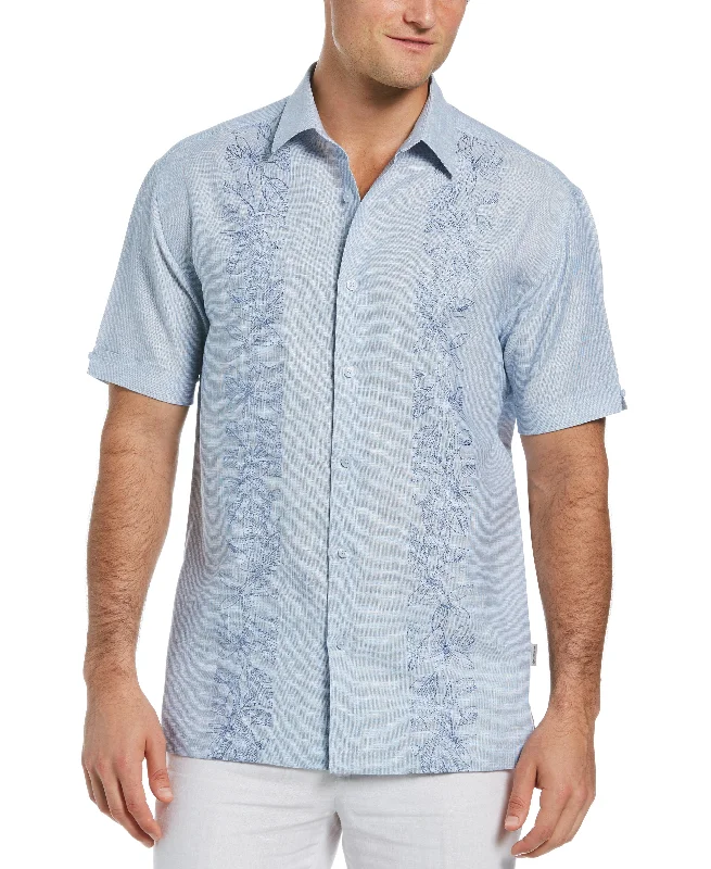 Big & Tall Tropical Panel Linen-Blend Shirt Dynamic Men's Glow