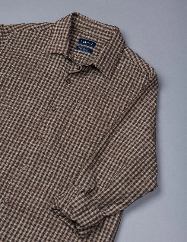 Tonal Brown Ruckle Gingham Gym