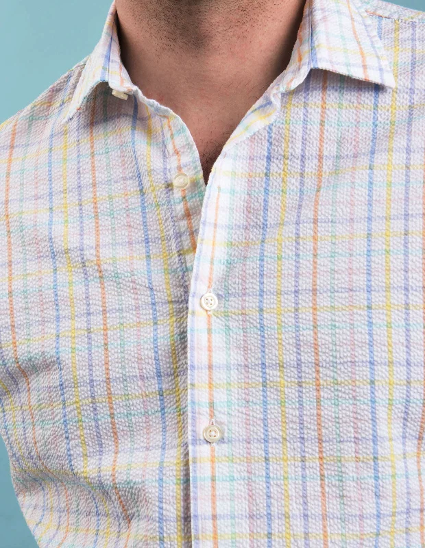 Multi-Color Seersucker Check Sleek Men's Metallic