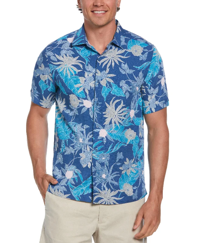 Big & Tall Botanical Print Shirt Sporty Men's Tennis