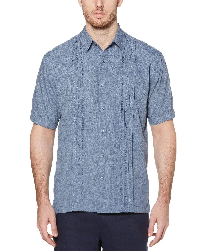 Big & Tall Geo Embroidered Panel Shirt Trendy Men's Bucket