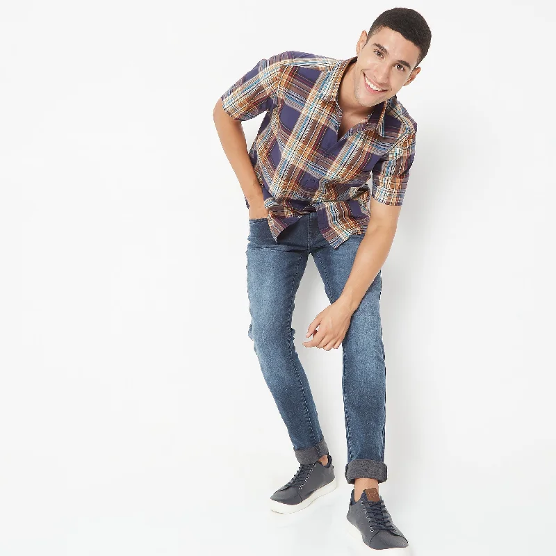 Slim Fit Checkered Shirt Trendy Men's Oversized