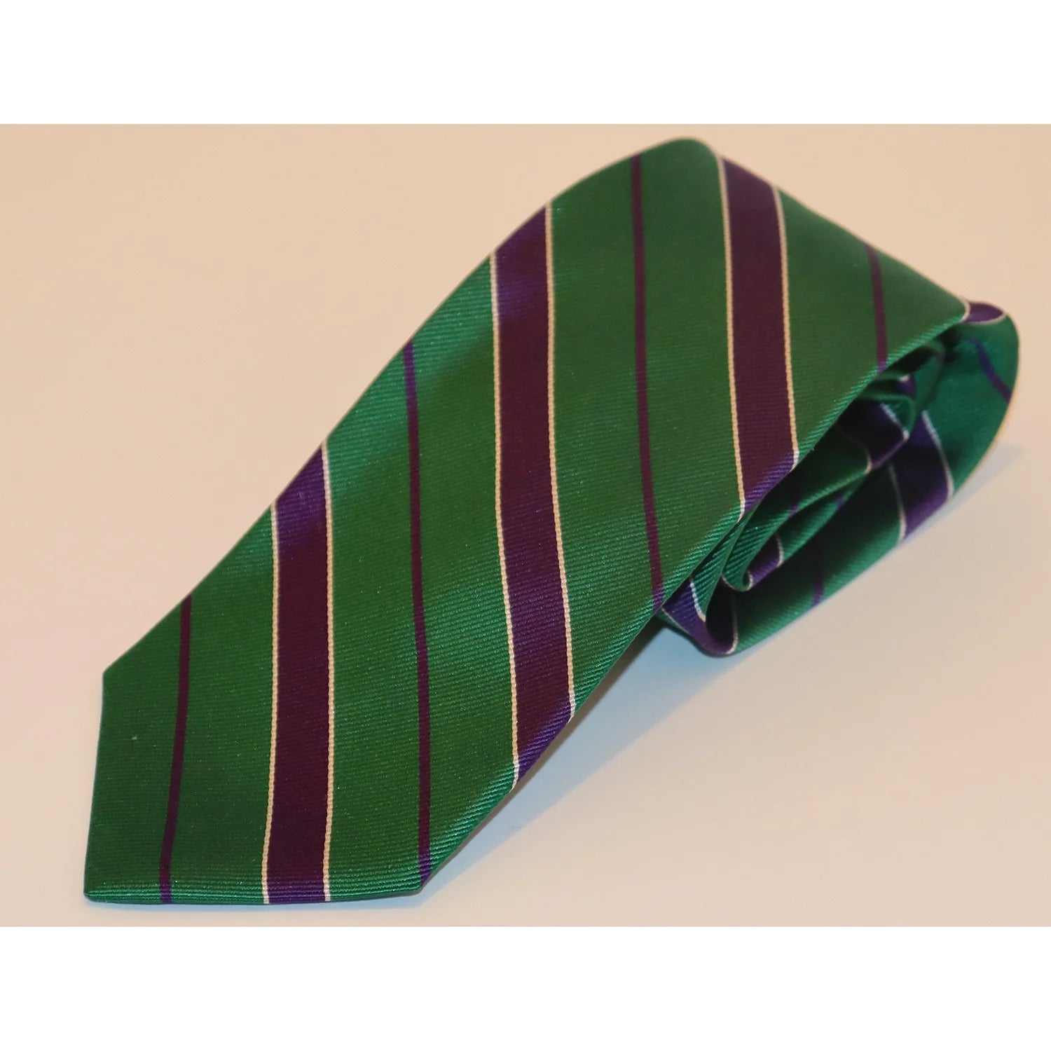 R. Hanauer Tie - Green with Purple Stripe Bold Men's Animal