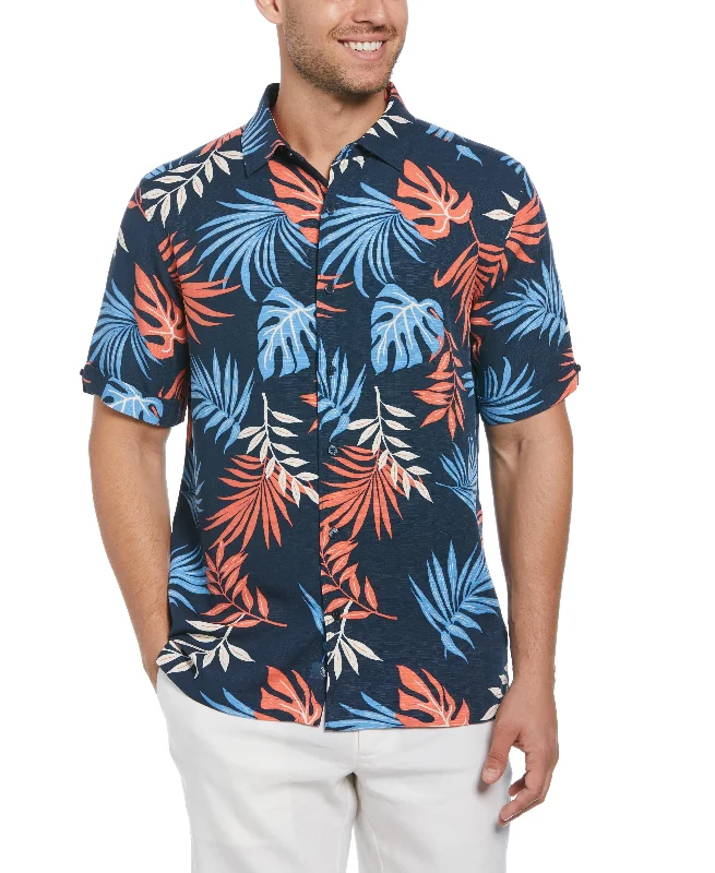 Multicolor Leaf Print Shirt Hip Men's Urban