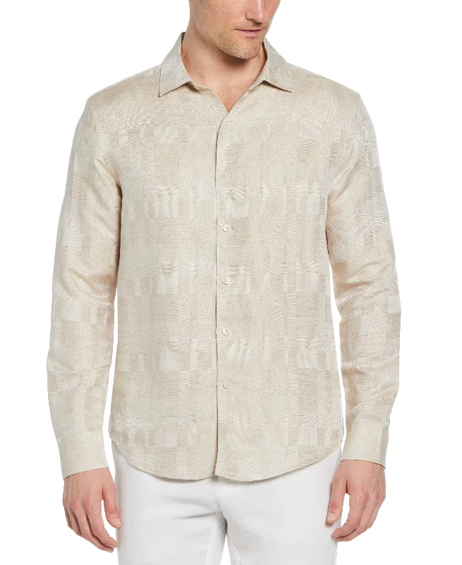 Geometric Dobby Textured Shirt Artistic Men's Hand