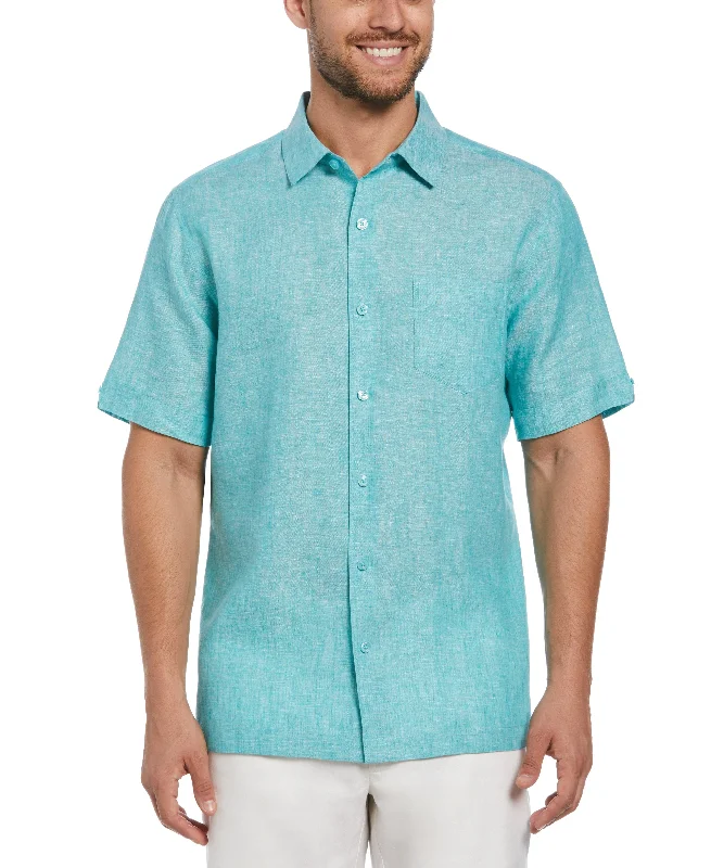 Big & Tall Classic Two-Tone Linen Shirt Relaxed Men's Beach