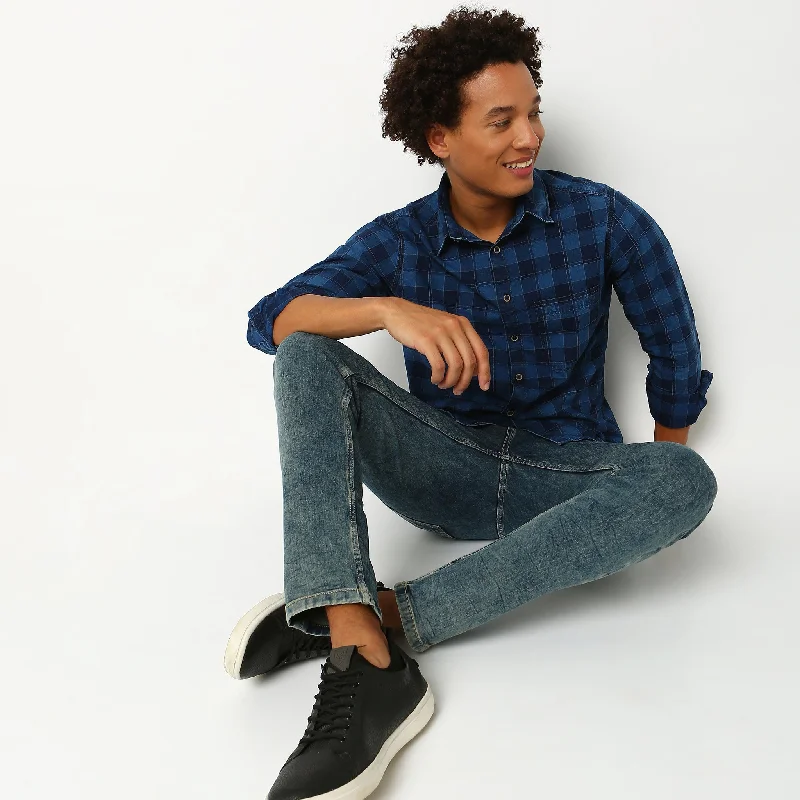 Slim Fit Solid Shirt Edgy Men's Punk