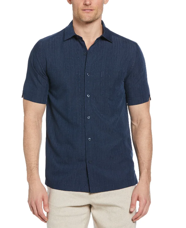 Classic Textured One Pocket Shirt Casual Men's Loose
