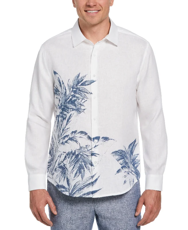 Linen Engineered Tropical Print Shirt Polished Men's Silk