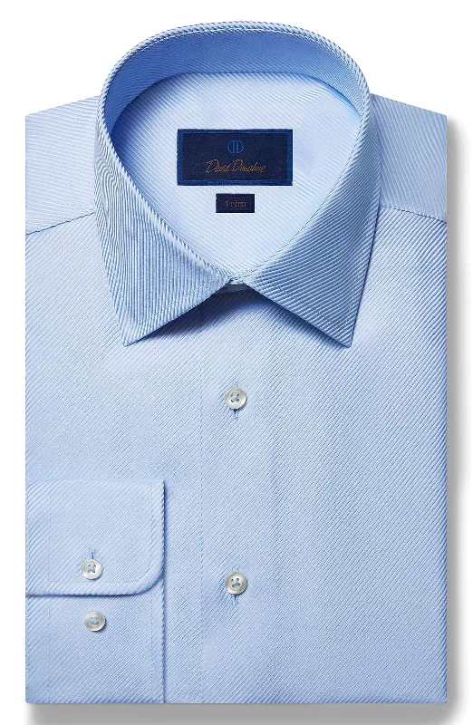 David Donahue Dress Shirt - Sky Royal Twill (Trim) Sporty Men's Athleisure 