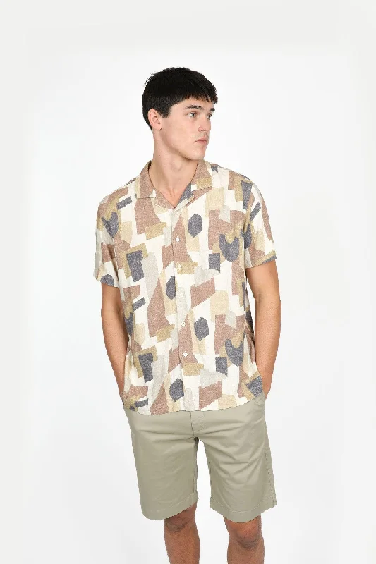 Shapes - Cuban Collar Short Sleeve Shirt JHS567 Sleek Men's Contemporary 