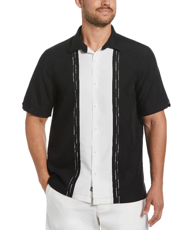 Color Block Embroidery Shirt Artistic Men's Avant