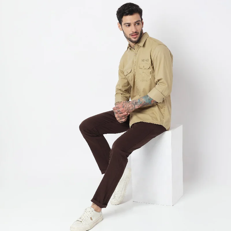 Style Union Original Explorer Shirt - Brand Exclusive - Pure Fine Cotton Twill - Slim Fit Solid Shirt Vintage Men's 1970S Disco