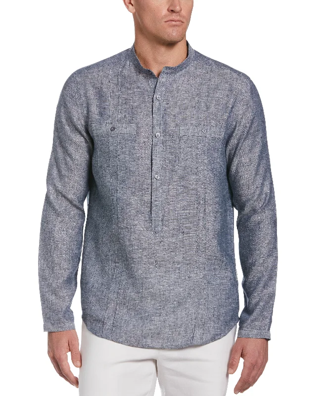 Two-Pocket Pintuck Popover Shirt Monochromatic Office Style
