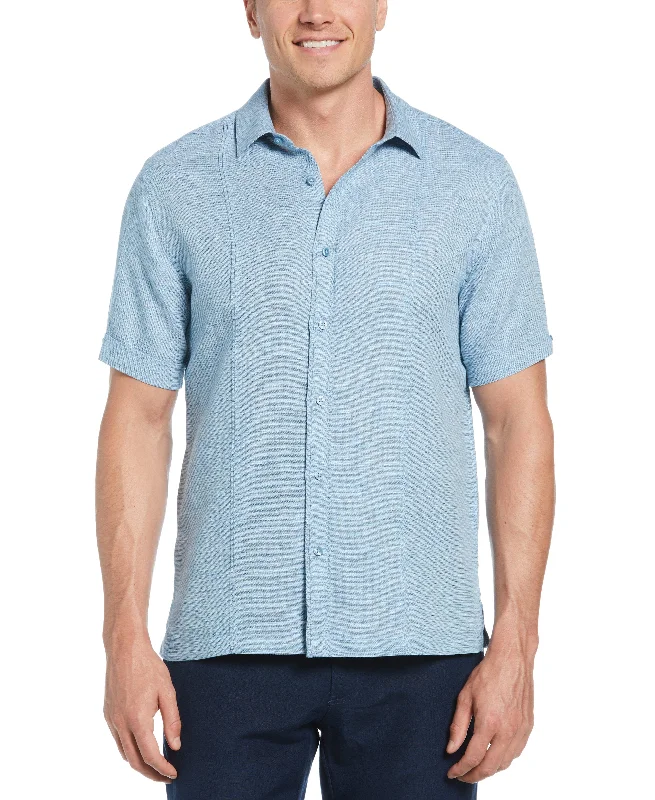 Linen Blend Tuck Panel Dobby Shirt Modern Men's 