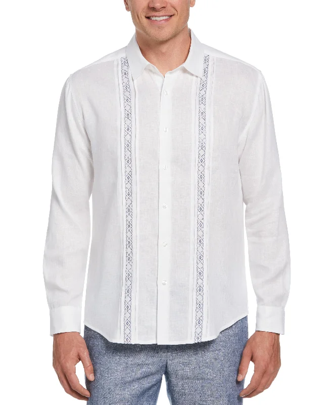 Cross Dye Linen Pintuck Embroidered Panel Shirt Bold Men's Animal