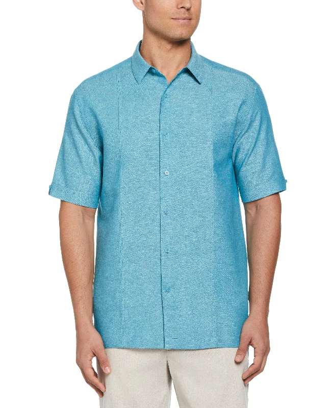 Linen Blend Panel Shirt Stylish Men's Tropical 