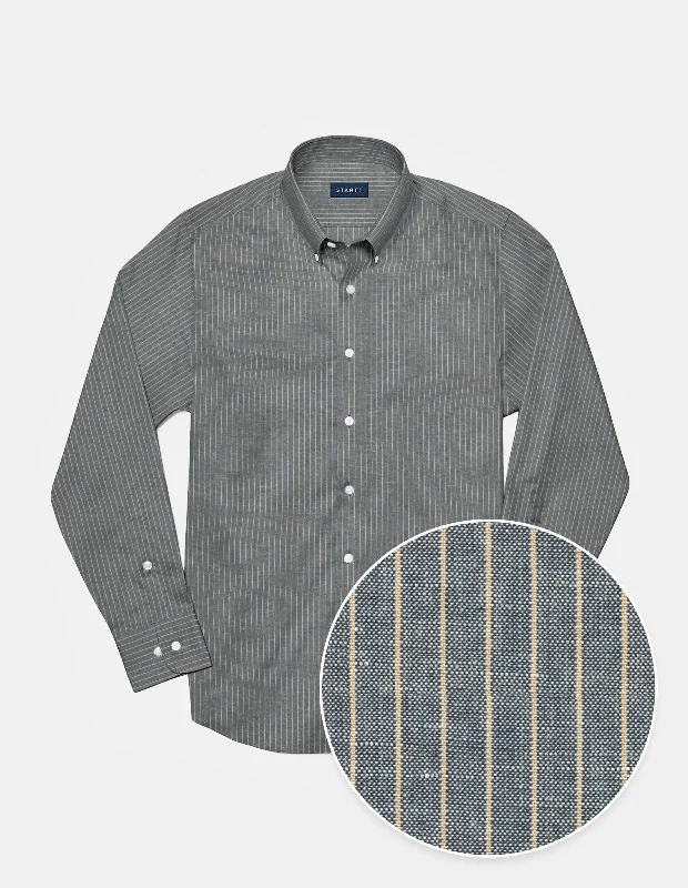 Deep Indigo Reverse Stripe Linen Sophisticated Men's 