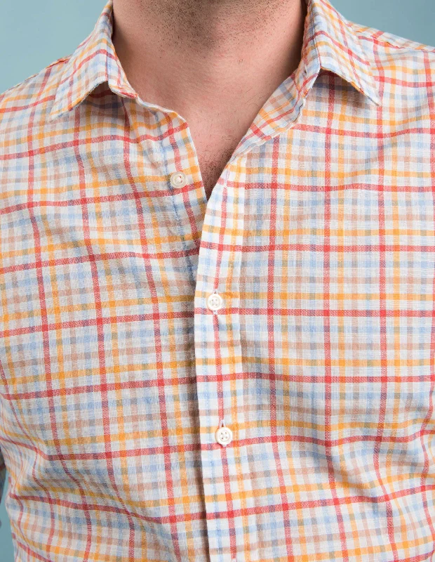 Melon and Cobalt Slubweave Tattersall Dynamic Men's High