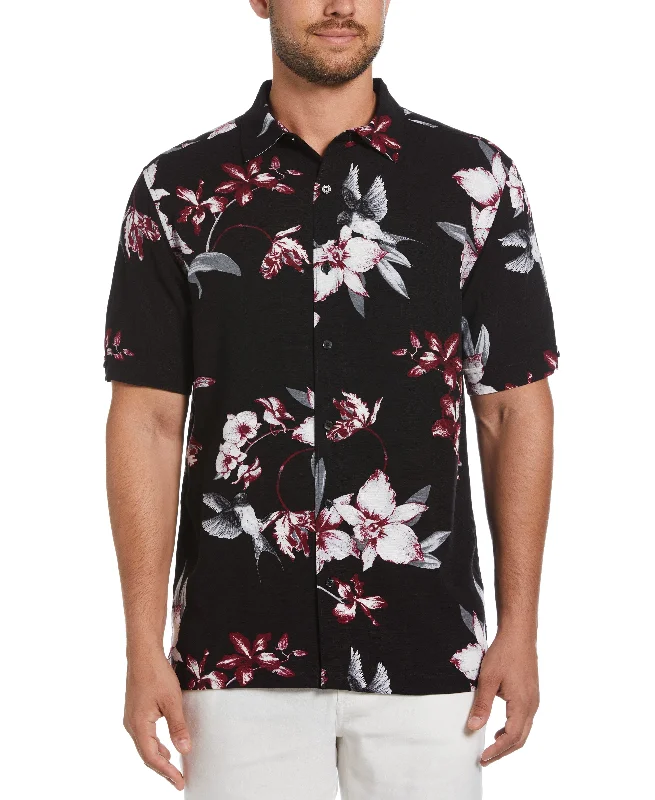 Floral Conversational Print Shirt Traditional Men's Wool