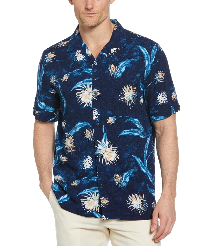 Big & Tall Floral Print Cuban Collar Shirt Bold Men's Animal