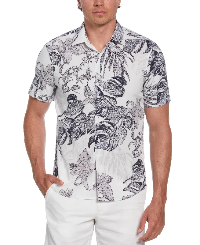 Exploded Botanical Print Shirt Polished Men's Silk