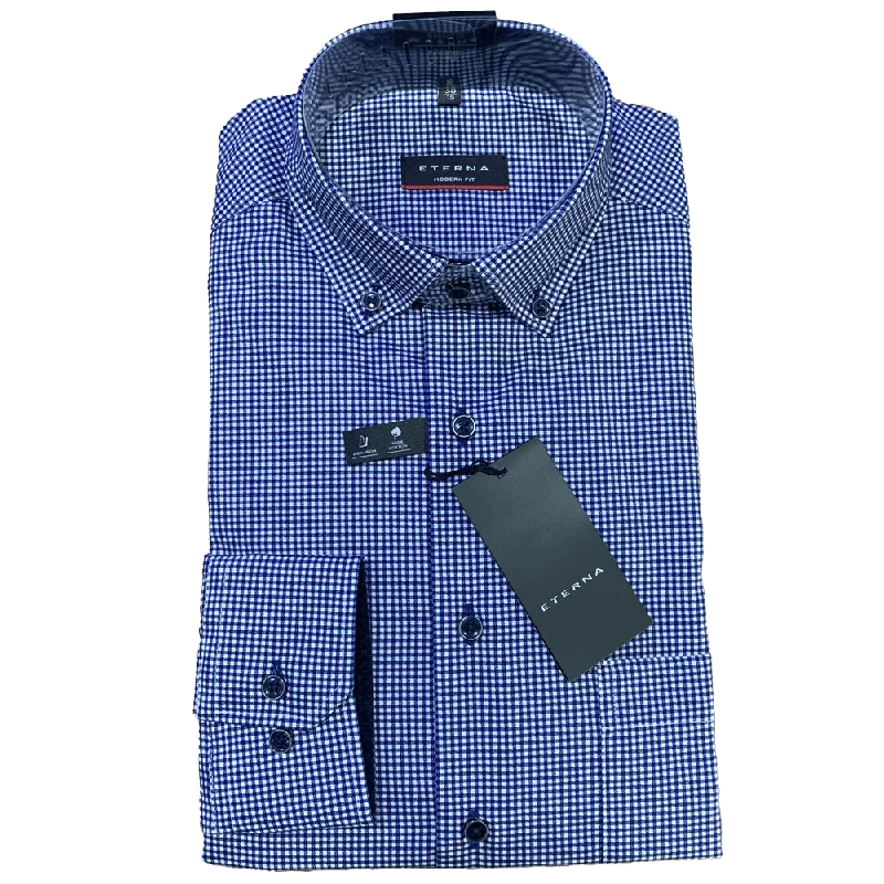 3720-17M-Navy Check Stylish Men's Tropical 
