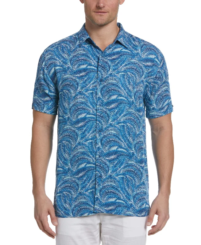 Big & Tall Textured Wave Print Shirt Vacation