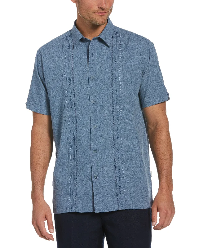 Geo Embroidered Panel Shirt Cool Men's Distressed