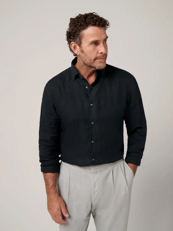 Christian Kimber Evening Linen Shirt - Black Artistic Men's Avant