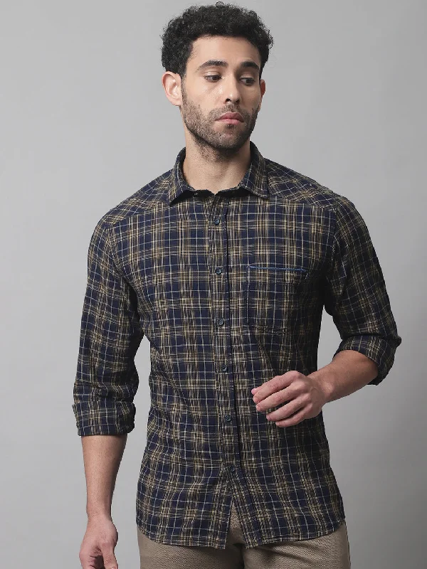 Men's Mustard Casual Big Checks Full Sleeve Shirt Traditional Men's Country