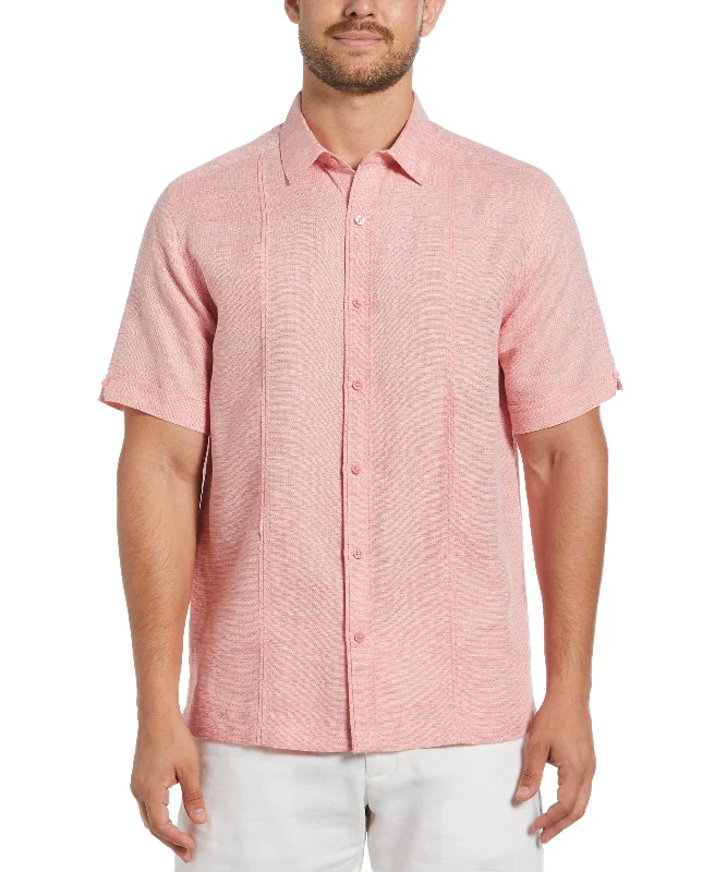 Linen Blend Tuck Panel Dobby Shirt Casual Men's Japanese 