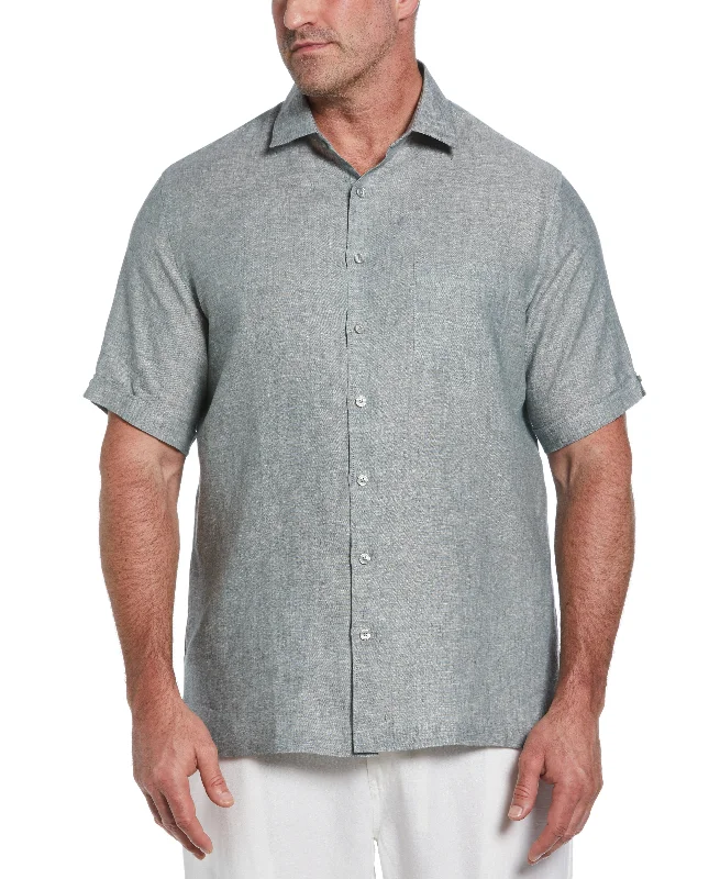 Big & Tall Classic Two-Tone Linen Shirt Youthful Men's Anime