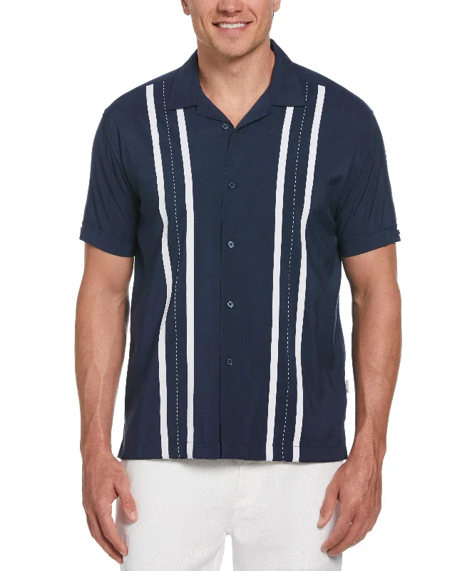 Contrast Panel Camp Collar Shirt Modern Men's Geometric