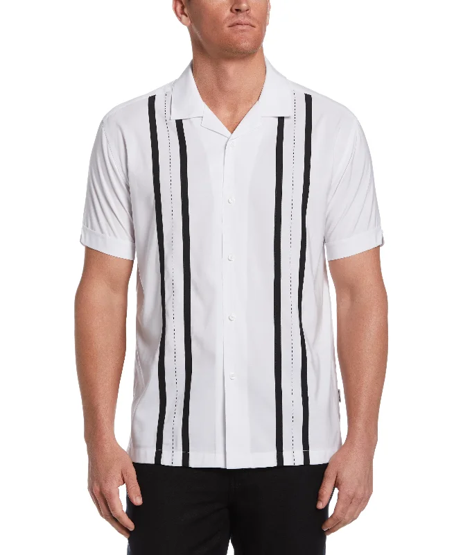 Big & Tall Contrast Panel Camp Collar Shirt Laid