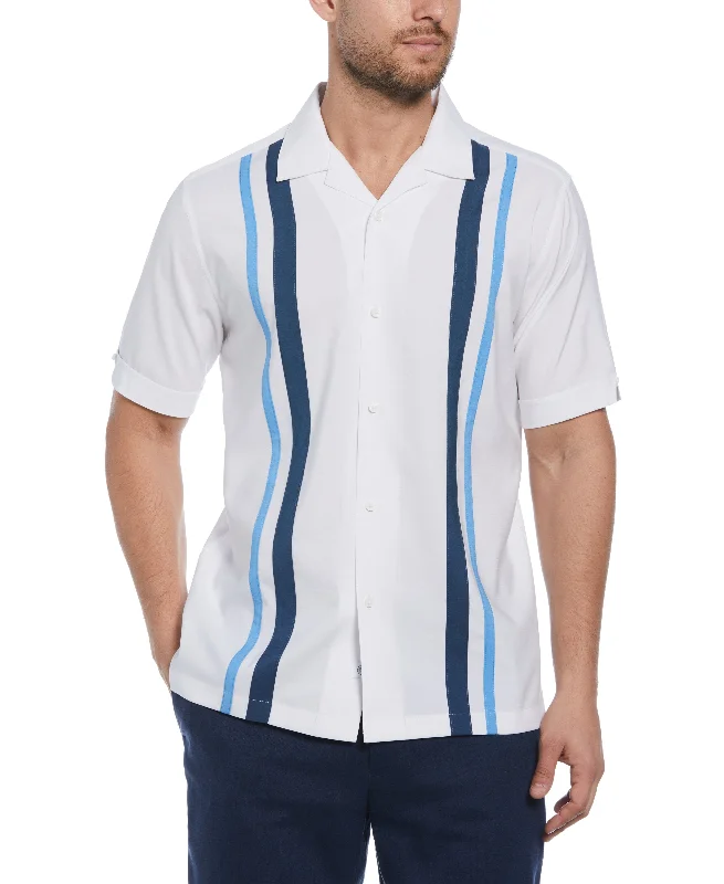 Camp Collar Retro Panel Shirt British Gentleman Style
