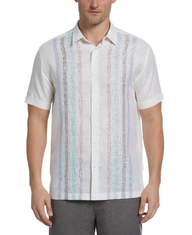 Big & Tall Linen Blend Yarn Dye Panel Shirt Trendy Men's Scandinavian