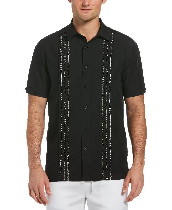 Geo Embroidered Panel Shirt Earthy Men's Hemp